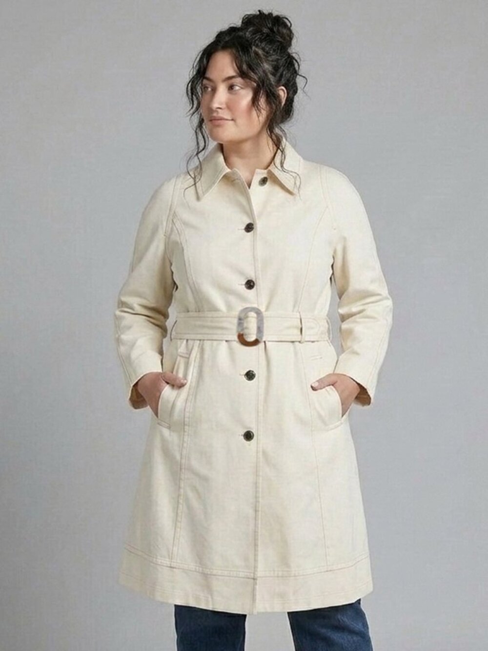 70s Minimal Jacket 18 XL Vintage London Fog Off White Simple Mod Princess Coat